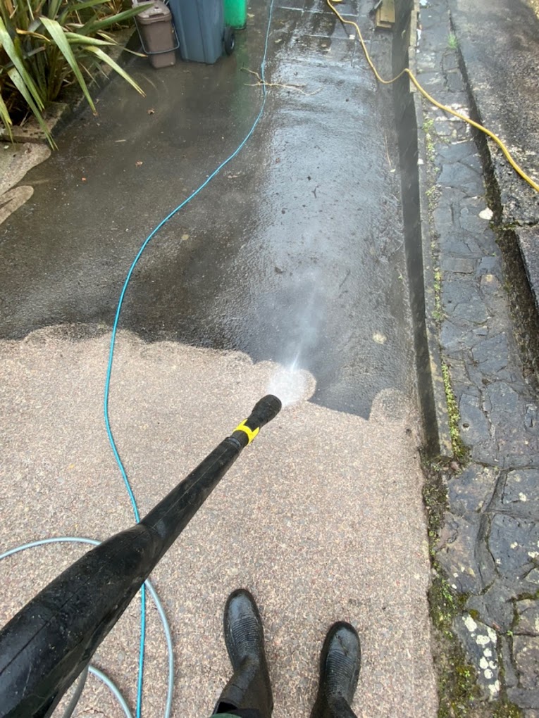 Clean patio after jet washing