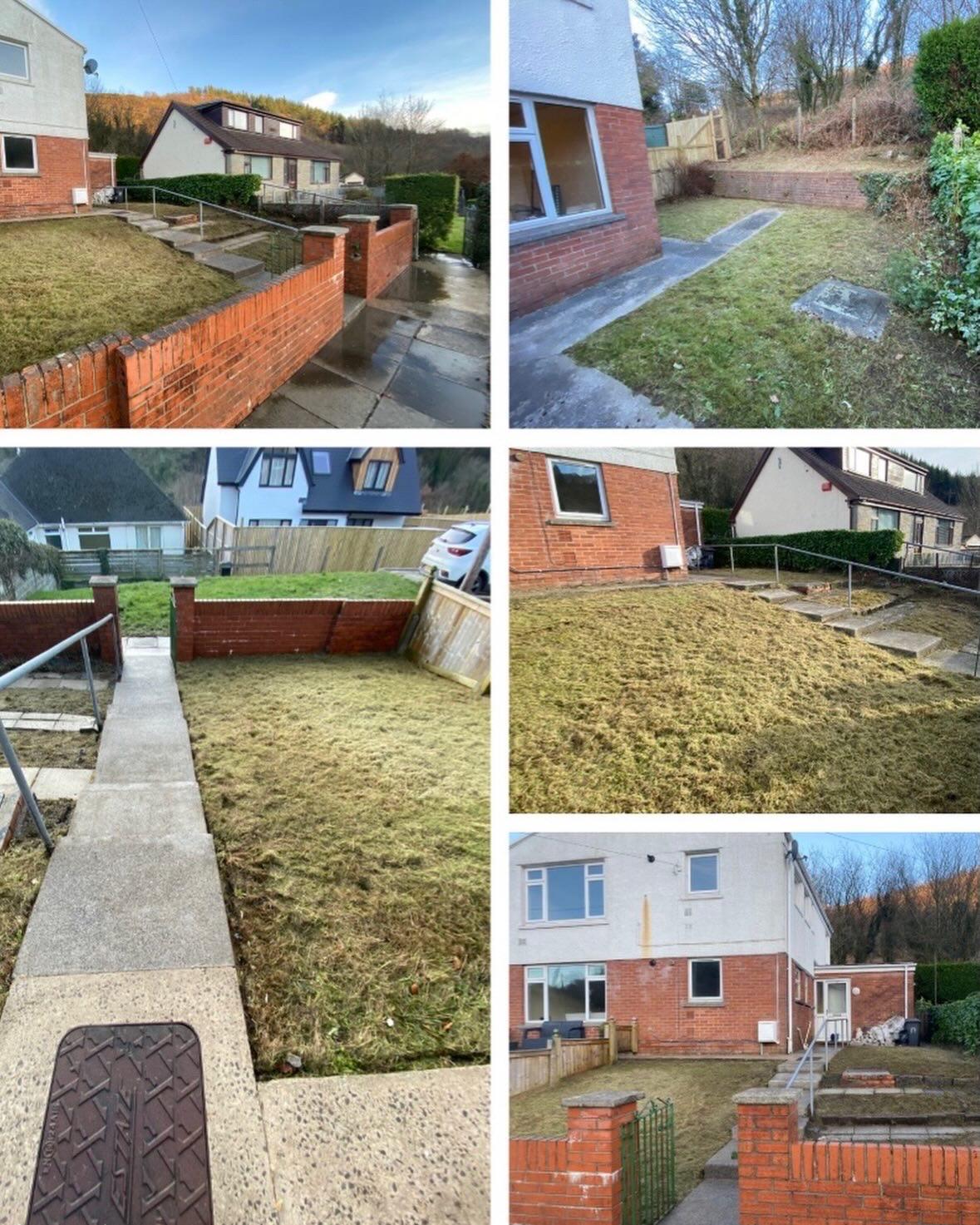 Garden clearance and lawn cut back — before/after collage